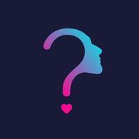 concept of mental health issues, graphic of question mark sign combined with man face vector