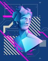 concept of feminine energy, poster design of Venus presented with cyberpunk color palette vector