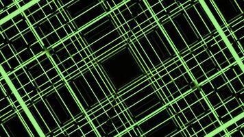 Rotating animation with square line construction. Design. Spatial grid with lines and squares. Electronic grid with square tunnel photo