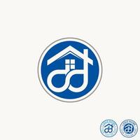 Logo design graphic concept creative premium stock letter initial DD or OD connect font line with roof house. Related to architecture home art vector