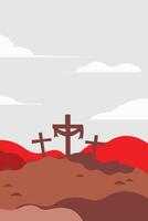 illustration of the banner background design for the ascension of Christ with a cross symbol vector