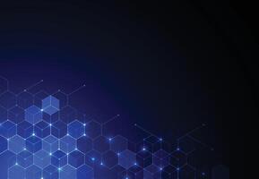 Abstract hexagonal molecular structures in technology background and science style. Medical design vector