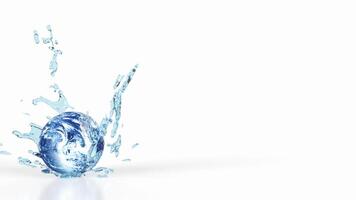 The world and water splash image 3d rendering. photo