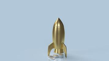 The gold Rocket and coins for Business concept 3d rendering. photo