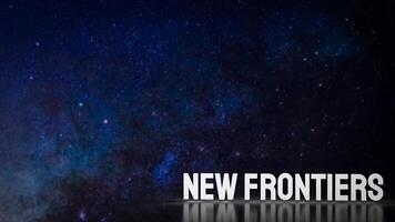 The New frontiers text on space Background 3d rendering. photo