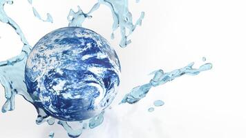 The world and water splash image 3d rendering. photo
