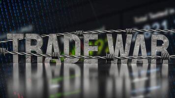 The Trade war text on Business Background for Business 3d rendering. photo