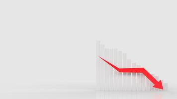 The white chart and red arrow down for Business concept 3d rendering. photo