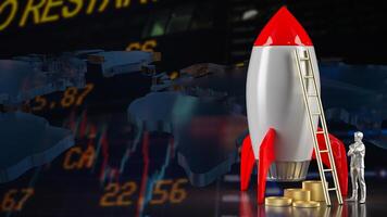 The rocket and coins on chart background for Business concept 3d rendering. photo