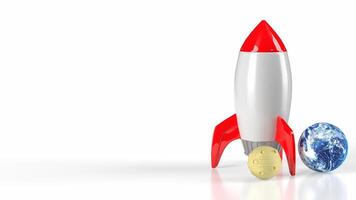 The Rocket moon and earth for sci or education concept 3d rendering. photo