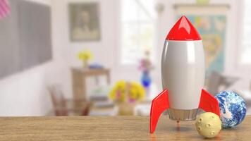 The Rocket moon and earth for sci or education concept 3d rendering. photo