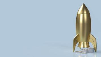 The gold Rocket and coins for Business concept 3d rendering. photo