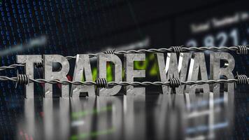 The Trade war text on Business Background for Business 3d rendering. photo
