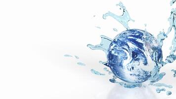 The world and water splash image 3d rendering. photo