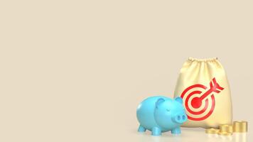 The Piggy Bank and coins for earn or finance concept 3d rendering. photo