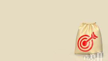 The Money Bag and target icon for earn or finance concept 3d rendering. photo
