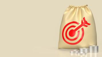 The Money Bag and target icon for earn or finance concept 3d rendering. photo