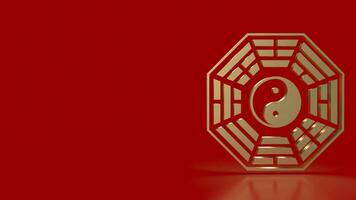 The Gold Bagua symbol of taoism for religion concept 3d rendering. photo