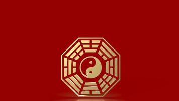 The Gold Bagua symbol of taoism for religion concept 3d rendering. photo