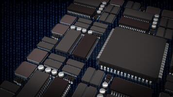 The Ic and pcb Board for technology or it concept 3d rendering. photo