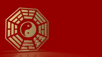 The Gold Bagua symbol of taoism for religion concept 3d rendering. photo