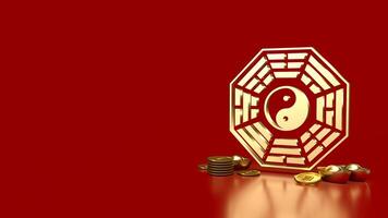 The Gold Bagua symbol of taoism for religion concept 3d rendering. photo