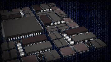 The Ic and pcb Board for technology or it concept 3d rendering. photo