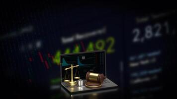 The libra on notebook for law concept 3d rendering. photo