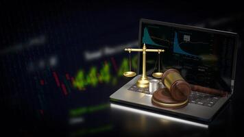 The libra on notebook for law concept 3d rendering. photo