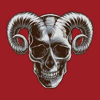 illustration of a skull with goat horns vector