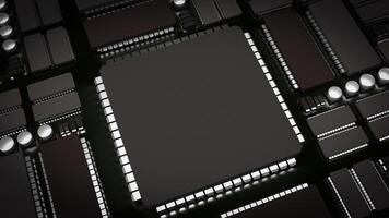 The Ic and pcb Board for technology or it concept 3d rendering. photo
