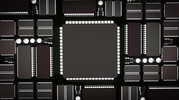 The Ic and pcb Board for technology or it concept 3d rendering. photo