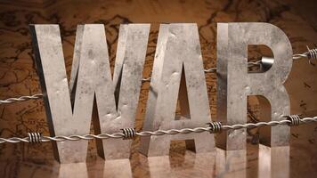 The war text and barbed wire on map image 3d rendering. photo
