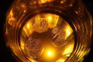 Ice cubes in glass of water photo