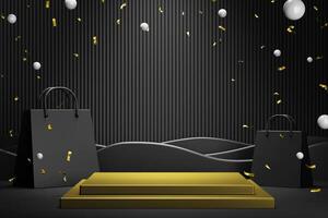 dark modern elegant online shop celebration rectangle podium product display 3d rendering 3d illustration backdrop center composition photo