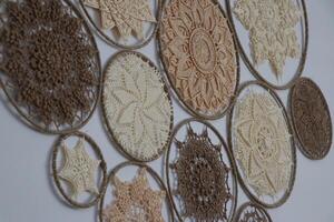 Knitted mandala in a circular frame photo