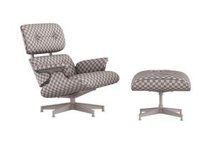 3d rendering of lounge chair with stool , Checker material photo