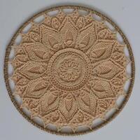 Knitted mandala in a circular frame photo