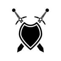 Shield and sword icon . Shield illustration sign. Sword symbol or logo. vector