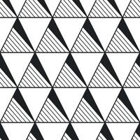 seamless geometric pattern - black and white design. Endless art deco monochrome print. Repeatable minimalistic triangle optical illusion background vector