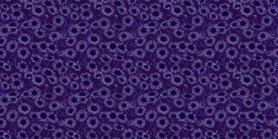 Blooming violet wild meadow seamless pattern on a dark background. hand drawing. Abstract artistic chamomile flowers printing. Ornament repeated for designs, fabric, textiles, fashion vector