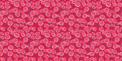 Blooming monotone wild meadow seamless pattern on red background. hand drawing. Abstract artistic chamomile flowers printing. Ornament repeated for designs, fabric, textiles, fashion vector