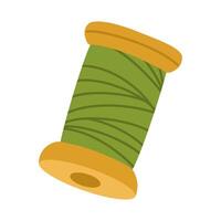 Thread spool, reel. Sewing bobbin. Rolled string, fibre for needlework, dressmaking. Handicraft, needlecraft accessory. Flat graphic illustration isolated on white background vector