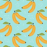 Seamless pattern with bananas on pastel blue background. vector