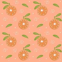 Seamless pattern with citrus fruit and leaf on pastel background. Oranges seamless pattern. vector