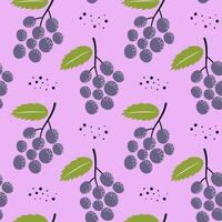 Seamless pattern with grapevine on pastel purple background. vector