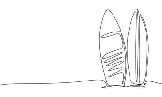 Two board for surfing. Line art two surfboard. Hand drawn art. vector