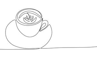 Cup of coffee one line continuous. Cappuccino line art. Hand drawn art. vector