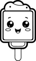 cute ice cream in stick kawaii character illustration design vector