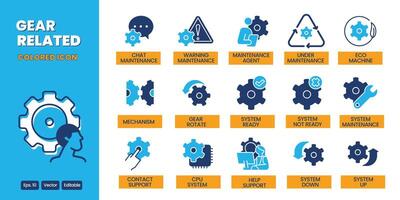 gear concept related solid black icon design good for web and mobile app vector